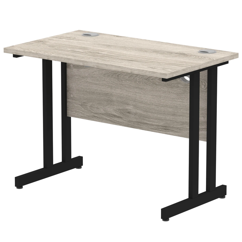 Impulse 600mm Deep Straight Desk With Cantilever Leg - Grey Oak - NWOF