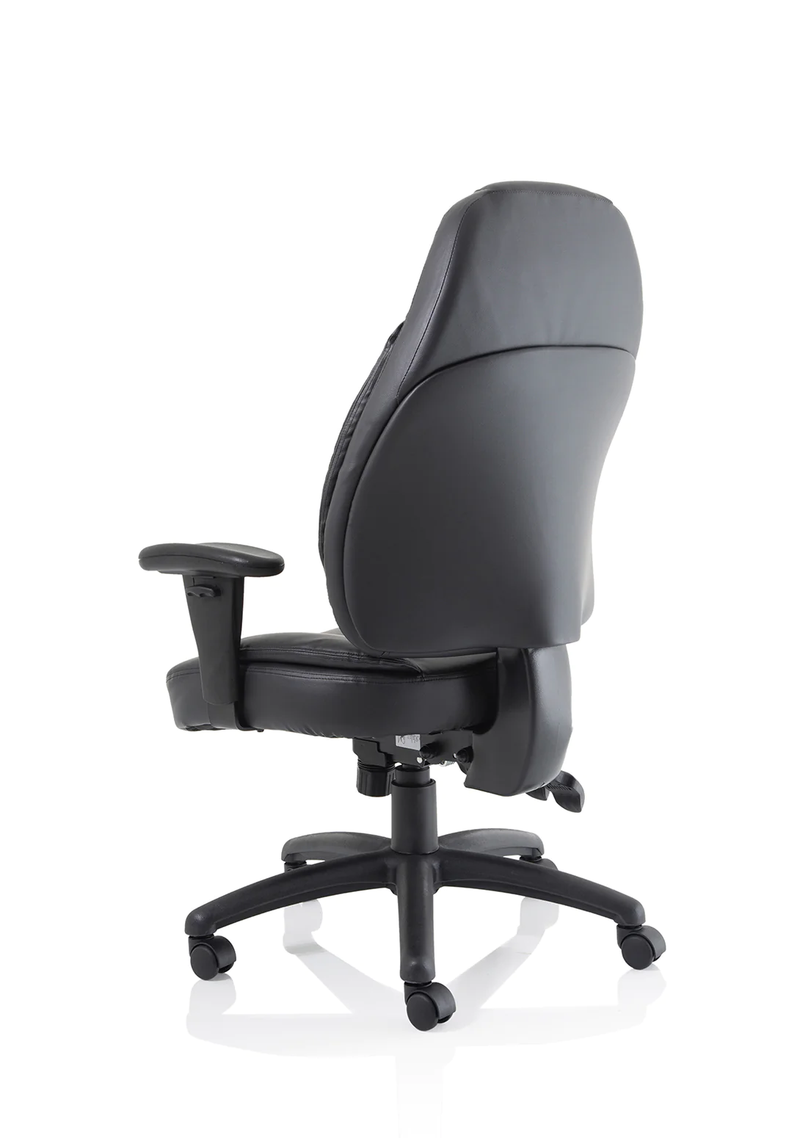 Galaxy Task Operator Chair Black Leather With Arms - NWOF