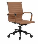 Aura Contemporary Medium Back Bonded Leather Executive Chair - Black Frame