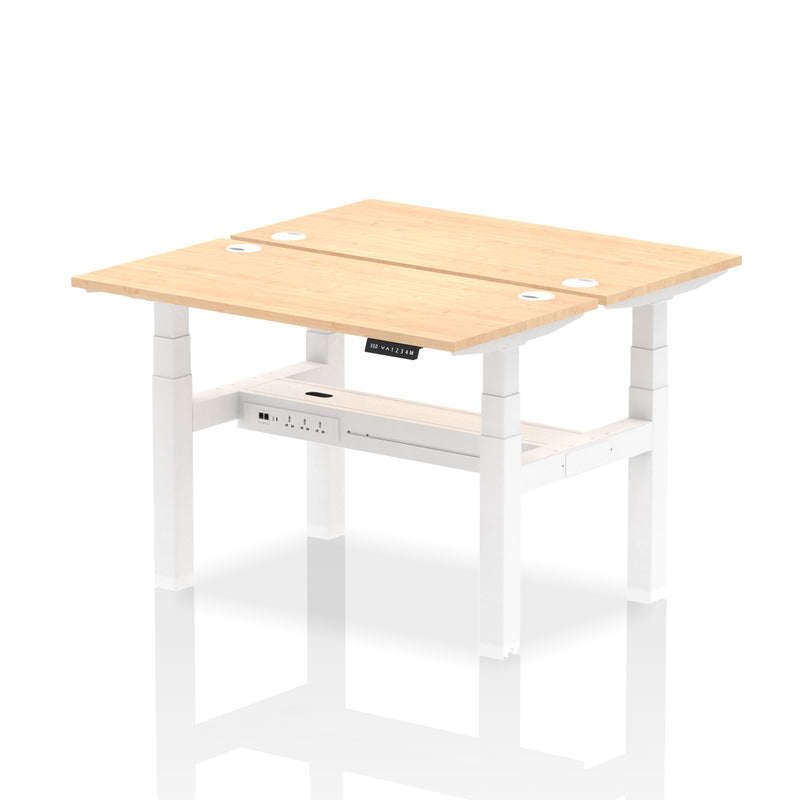 Air 2 Person Back-to-Back Slimline Height Adjustable Bench Desk - Maple - NWOF