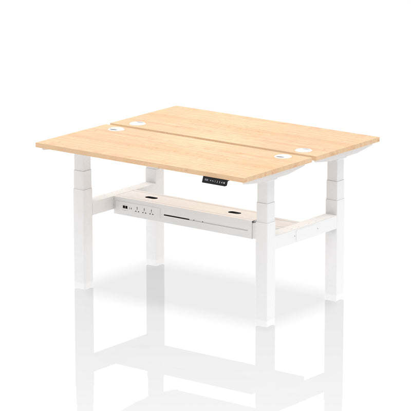 Air 2 Person Back-to-Back Slimline Height Adjustable Bench Desk - Maple - NWOF