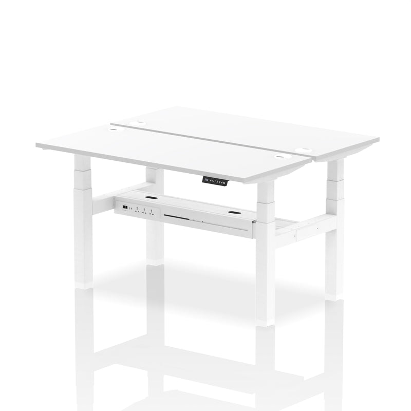 Air 2 Person Back-to-Back Slimline Height Adjustable Bench Desk - White - NWOF