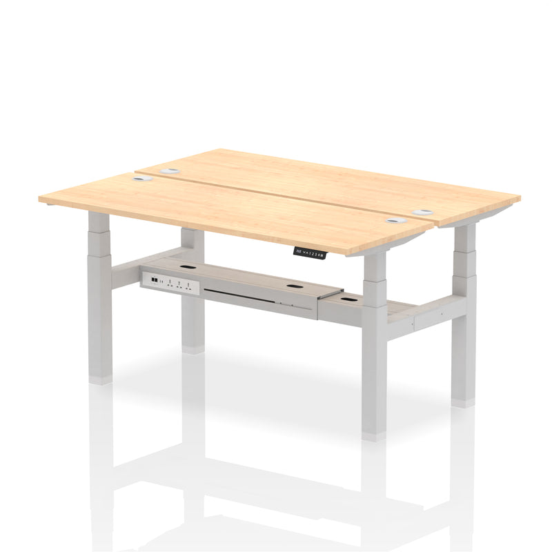 Air 2 Person Back-to-Back Slimline Height Adjustable Bench Desk - Maple - NWOF