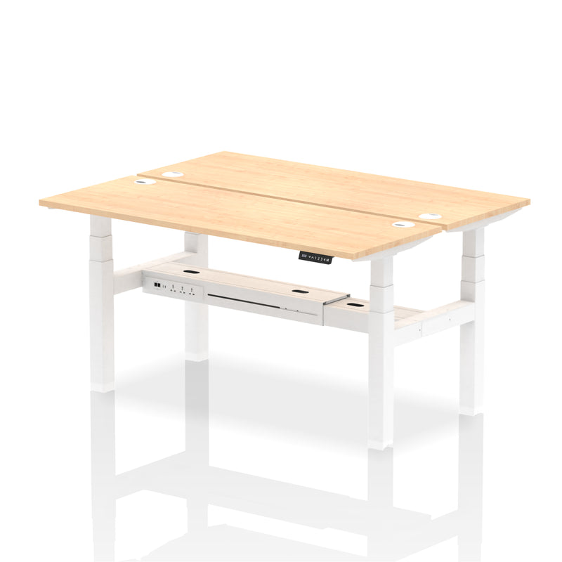 Air 2 Person Back-to-Back Slimline Height Adjustable Bench Desk - Maple - NWOF