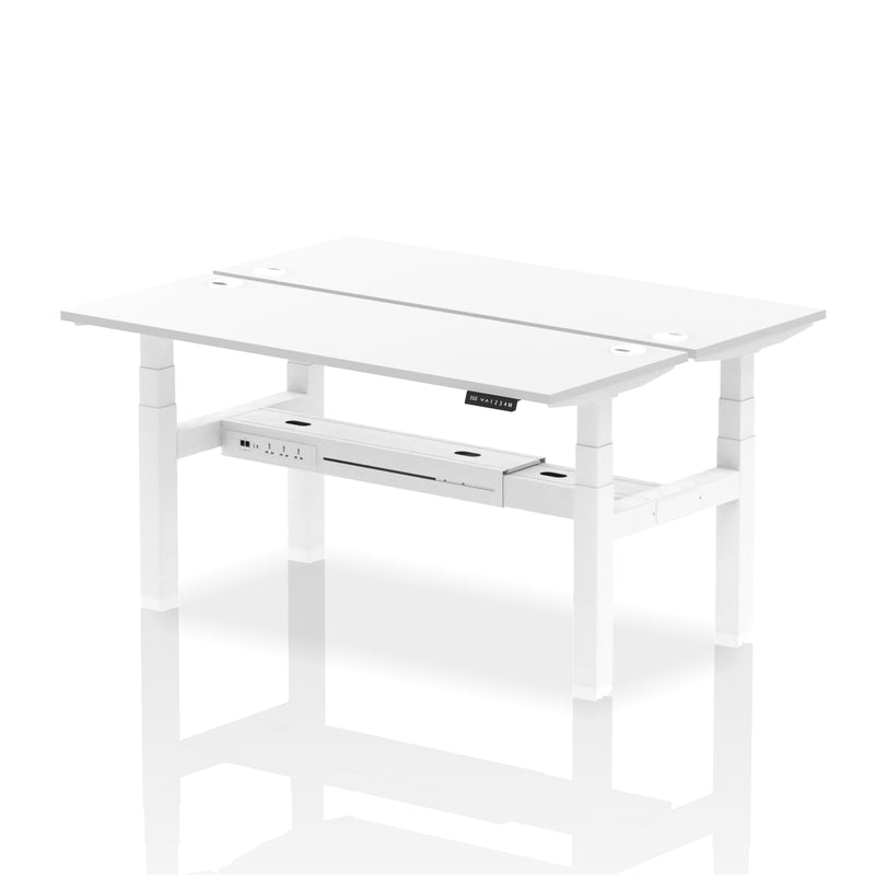 Air 2 Person Back-to-Back Slimline Height Adjustable Bench Desk - White - NWOF