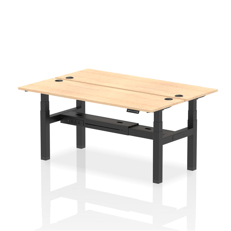 Air 2 Person Back-to-Back Slimline Height Adjustable Bench Desk - Maple - NWOF