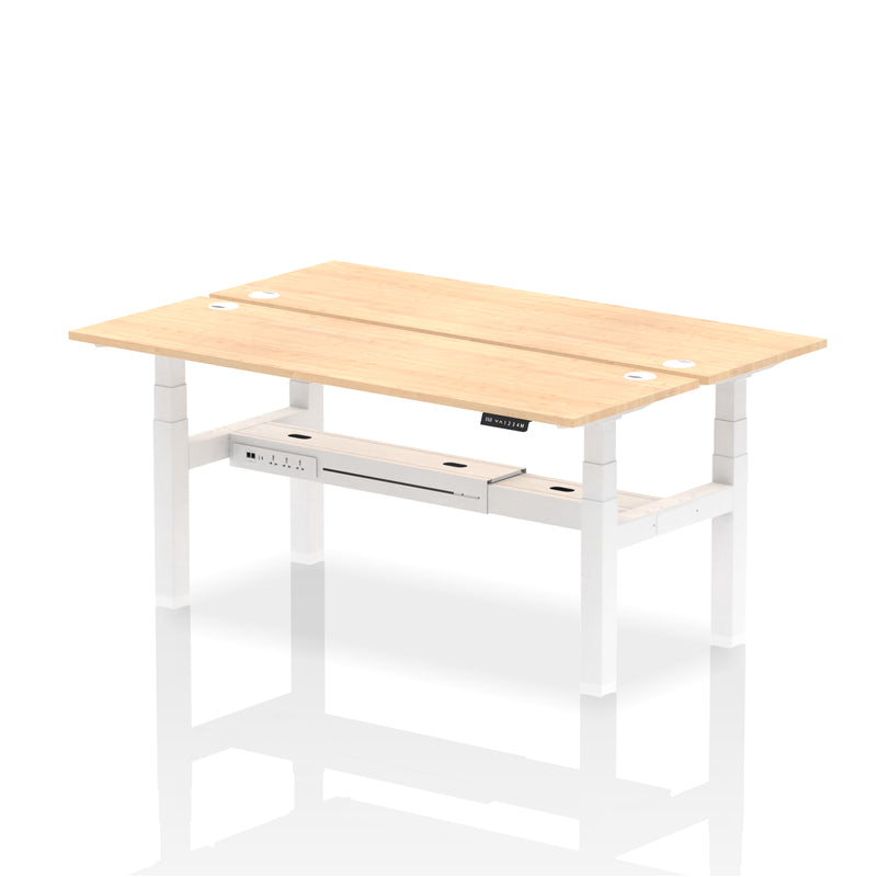 Air 2 Person Back-to-Back Slimline Height Adjustable Bench Desk - Maple - NWOF