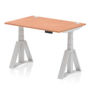 Air 800mm Deep Height Adjustable Desk With Cable Ports & Piste Foot - Beech