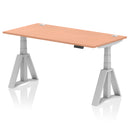 Air 800mm Deep Height Adjustable Desk With Cable Ports & Piste Foot - Beech