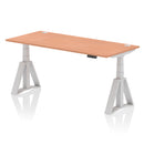 Air 800mm Deep Height Adjustable Desk With Cable Ports & Piste Foot - Beech
