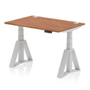 Air 800mm Deep Height Adjustable Desk With Cable Ports & Piste Foot - Walnut