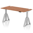 Air 800mm Deep Height Adjustable Desk With Cable Ports & Piste Foot - Walnut