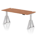 Air 800mm Deep Height Adjustable Desk With Cable Ports & Piste Foot - Walnut