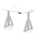 Air 800mm Deep Height Adjustable Desk With Cable Ports & Piste Foot - White