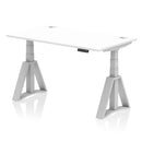 Air 800mm Deep Height Adjustable Desk With Cable Ports & Piste Foot - White