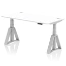 Air 800mm Deep Height Adjustable Desk With Cable Ports & Piste Foot - White