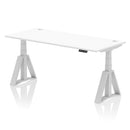 Air 800mm Deep Height Adjustable Desk With Cable Ports & Piste Foot - White