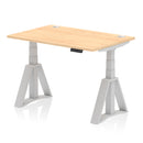 Air 800mm Deep Height Adjustable Desk With Cable Ports & Piste Foot - Maple