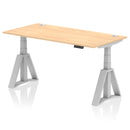 Air 800mm Deep Height Adjustable Desk With Cable Ports & Piste Foot - Maple