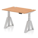 Air 800mm Deep Height Adjustable Desk With Cable Ports & Piste Foot - Oak
