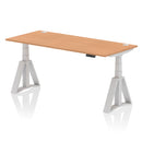 Air 800mm Deep Height Adjustable Desk With Cable Ports & Piste Foot - Oak