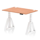 Air 800mm Deep Height Adjustable Desk With Cable Ports & Piste Foot - Beech
