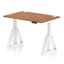 Air 800mm Deep Height Adjustable Desk With Cable Ports & Piste Foot - Walnut