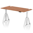 Air 800mm Deep Height Adjustable Desk With Cable Ports & Piste Foot - Walnut