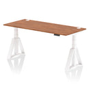 Air 800mm Deep Height Adjustable Desk With Cable Ports & Piste Foot - Walnut