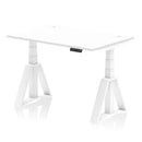 Air 800mm Deep Height Adjustable Desk With Cable Ports & Piste Foot - White