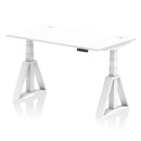 Air 800mm Deep Height Adjustable Desk With Cable Ports & Piste Foot - White