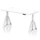 Air 800mm Deep Height Adjustable Desk With Cable Ports & Piste Foot - White