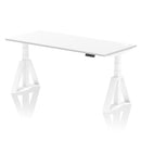 Air 800mm Deep Height Adjustable Desk With Cable Ports & Piste Foot - White