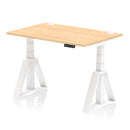 Air 800mm Deep Height Adjustable Desk With Cable Ports & Piste Foot - Maple