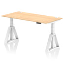 Air 800mm Deep Height Adjustable Desk With Cable Ports & Piste Foot - Maple