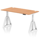 Air 800mm Deep Height Adjustable Desk With Cable Ports & Piste Foot - Oak