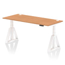 Air 800mm Deep Height Adjustable Desk With Cable Ports & Piste Foot - Oak
