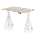 Air 800mm Deep Height Adjustable Desk With Cable Ports & Piste Foot - Grey Oak