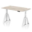 Air 800mm Deep Height Adjustable Desk With Cable Ports & Piste Foot - Grey Oak