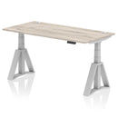 Air 800mm Deep Height Adjustable Desk With Cable Ports & Piste Foot - Grey Oak
