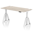 Air 800mm Deep Height Adjustable Desk With Cable Ports & Piste Foot - Grey Oak