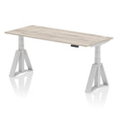 Air 800mm Deep Height Adjustable Desk With Cable Ports & Piste Foot - Grey Oak