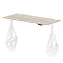 Air 800mm Deep Height Adjustable Desk With Cable Ports & Piste Foot - Grey Oak