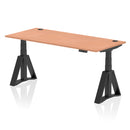 Air 800mm Deep Height Adjustable Desk With Cable Ports & Piste Foot - Beech