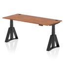 Air 800mm Deep Height Adjustable Desk With Cable Ports & Piste Foot - Walnut