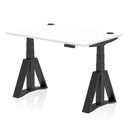 Air 800mm Deep Height Adjustable Desk With Cable Ports & Piste Foot - White