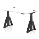 Air 800mm Deep Height Adjustable Desk With Cable Ports & Piste Foot - White