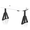 Air 800mm Deep Height Adjustable Desk With Cable Ports & Piste Foot - White