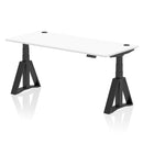 Air 800mm Deep Height Adjustable Desk With Cable Ports & Piste Foot - White