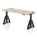 Air 800mm Deep Height Adjustable Desk With Cable Ports & Piste Foot - Grey Oak